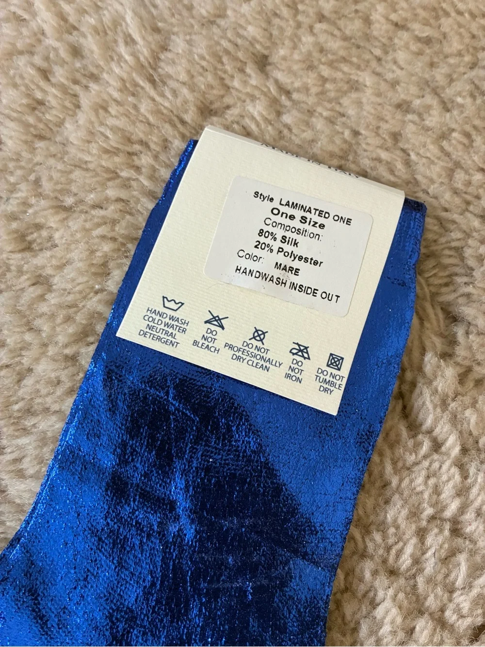 Maria La Rosa silk laminated socks cobalt blue NWT designer luxury